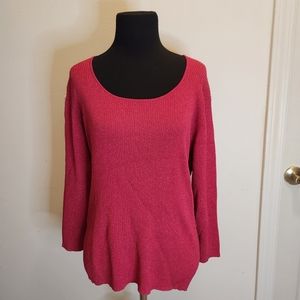 Oscar de la Renta Hot Pink Long Sleeve Small Cocktail Sequin Sweater Top